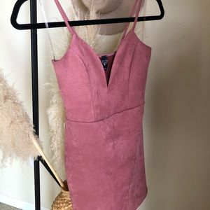 Pink suede mini dress